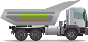 Image of a rubbish removal truck arriving