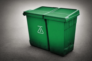 Green Wheely Bin for Rubbish Removal