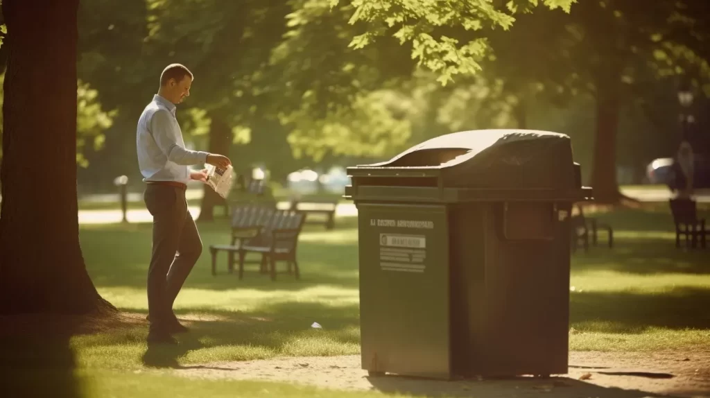 a person disposing of their rubbish in the bin - Perth