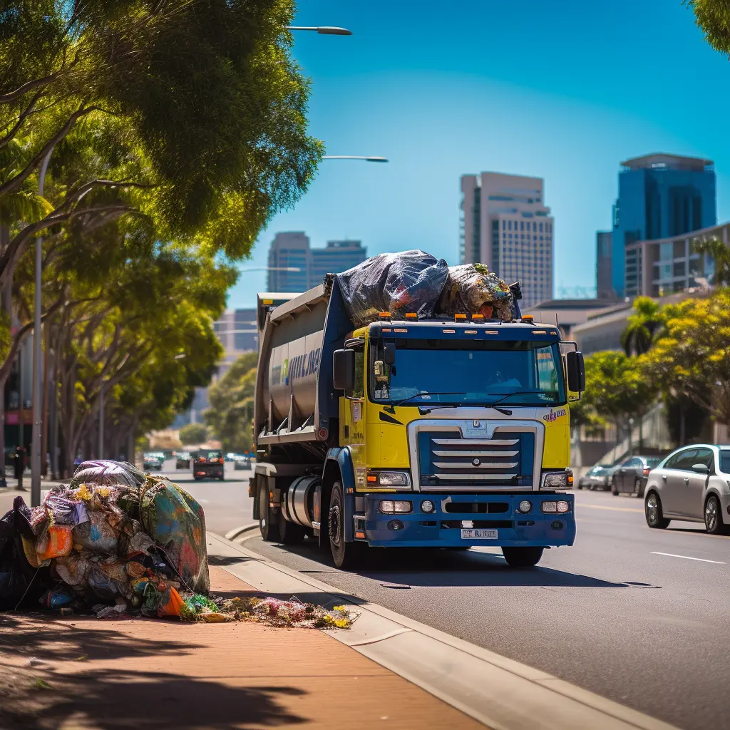 Rubbish truck in the city of Perth.