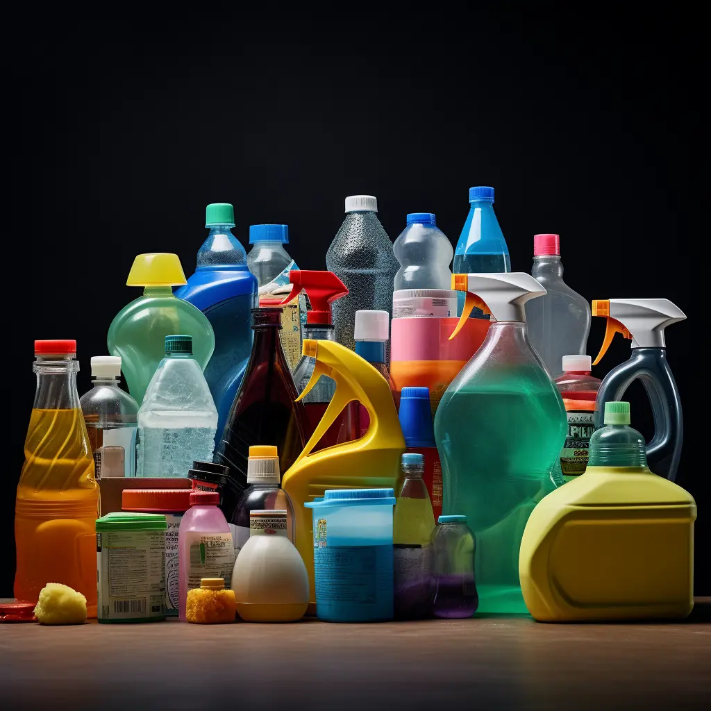 Different kinds of household chemicals.