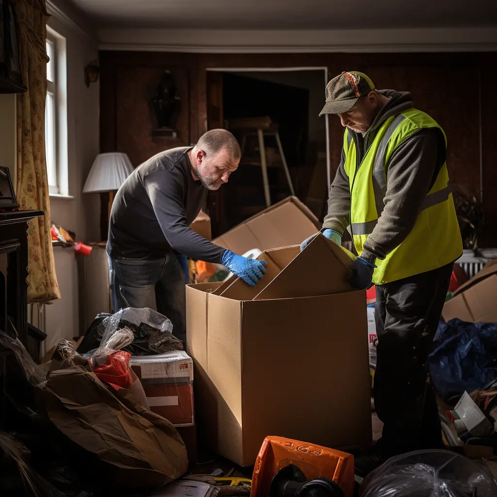 Swann Rubbish removal team decluttering a house.