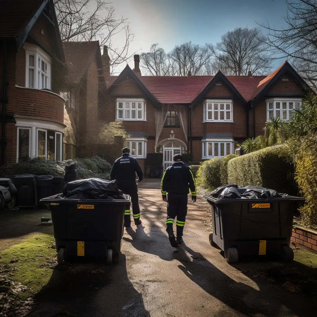 Swann rubbish removal team cleaning estate.