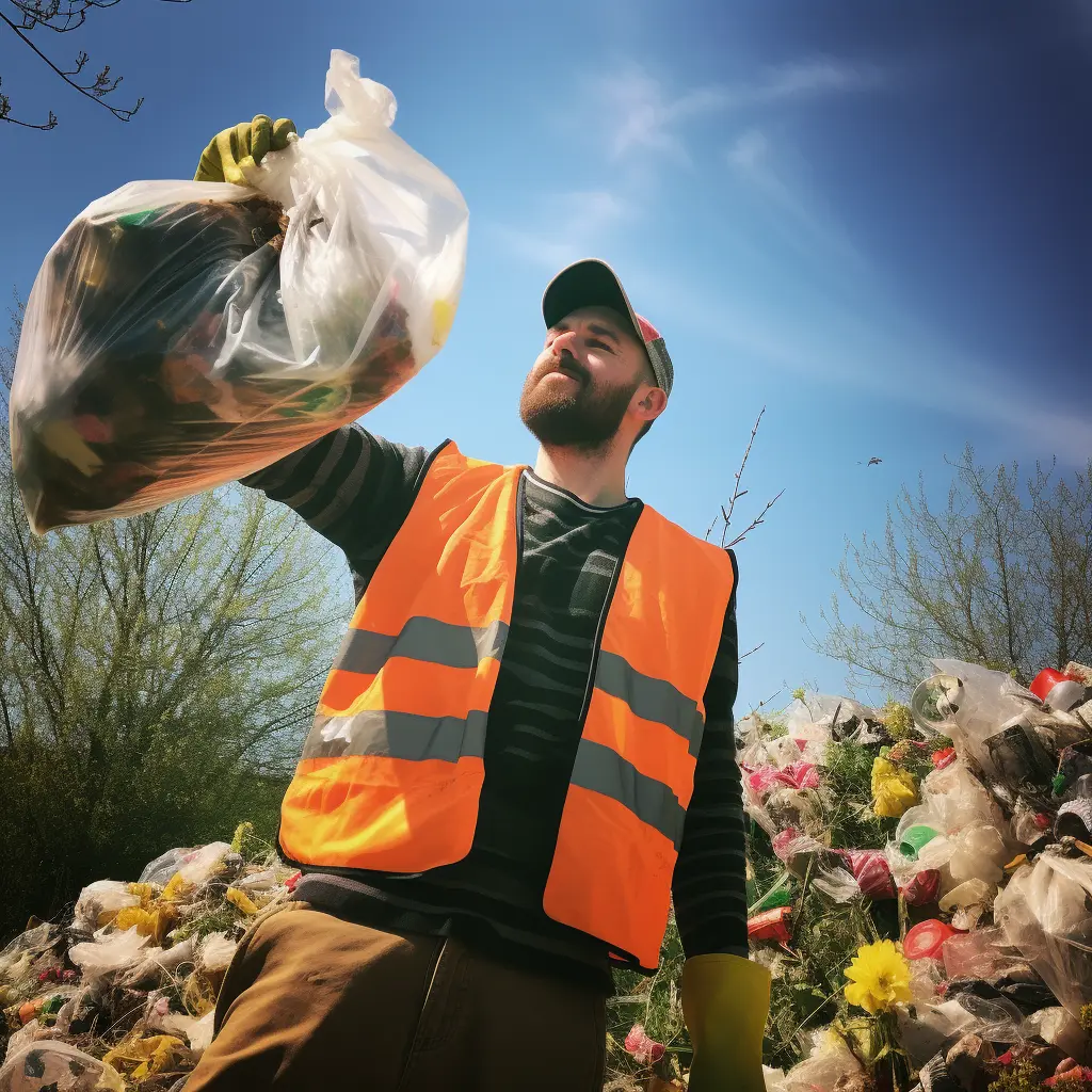 Rubbish removal member picking up trash - Swann rubbish removal